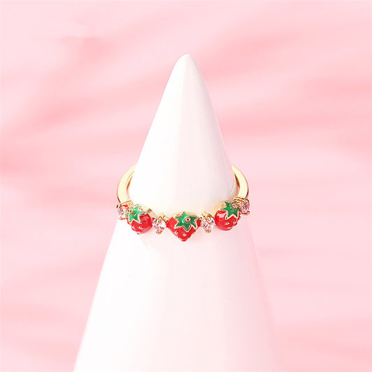 Small strawberry forefinger ring