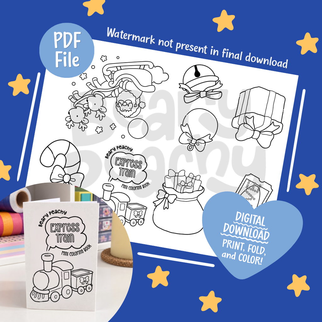 Express Train Mini Coloring Book (Printable PDF)