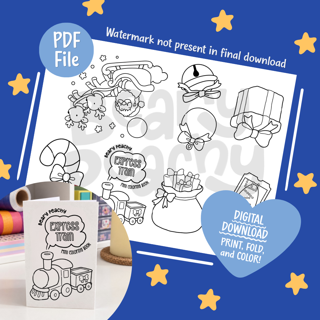 Express Train Mini Coloring Book (Printable PDF)