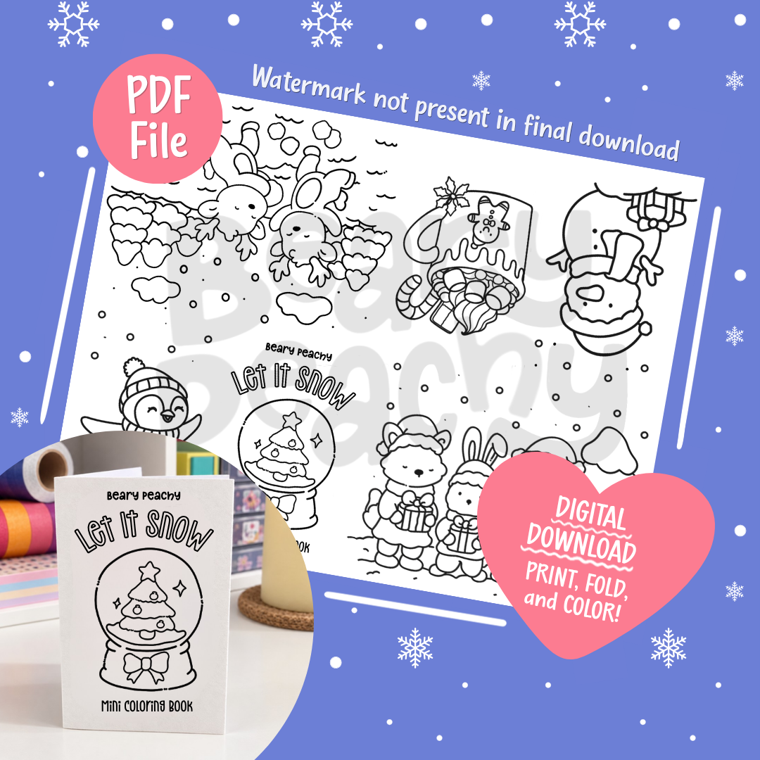 Let it snow Mini Coloring Book (Printable PDF)
