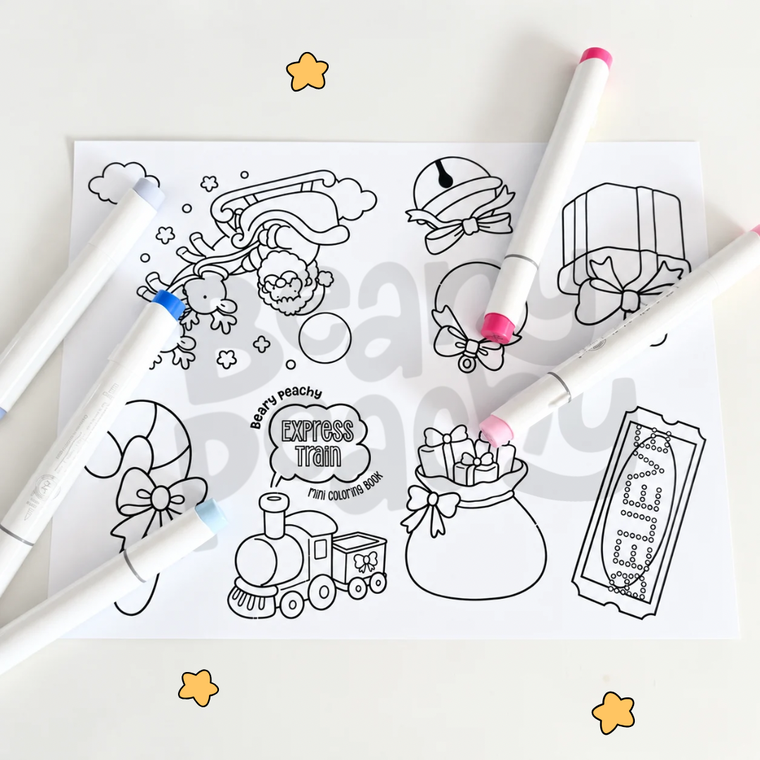 Express Train Mini Coloring Book (Printable PDF)