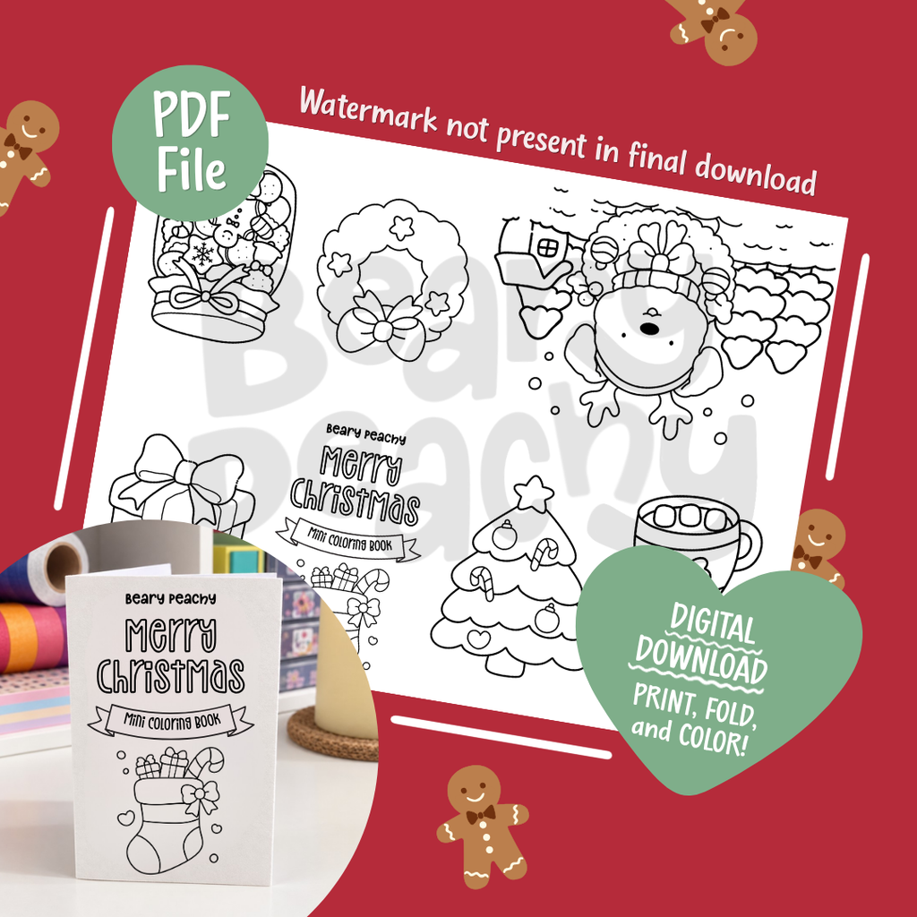 Merry Christmas Mini Coloring Book (Printable PDF)