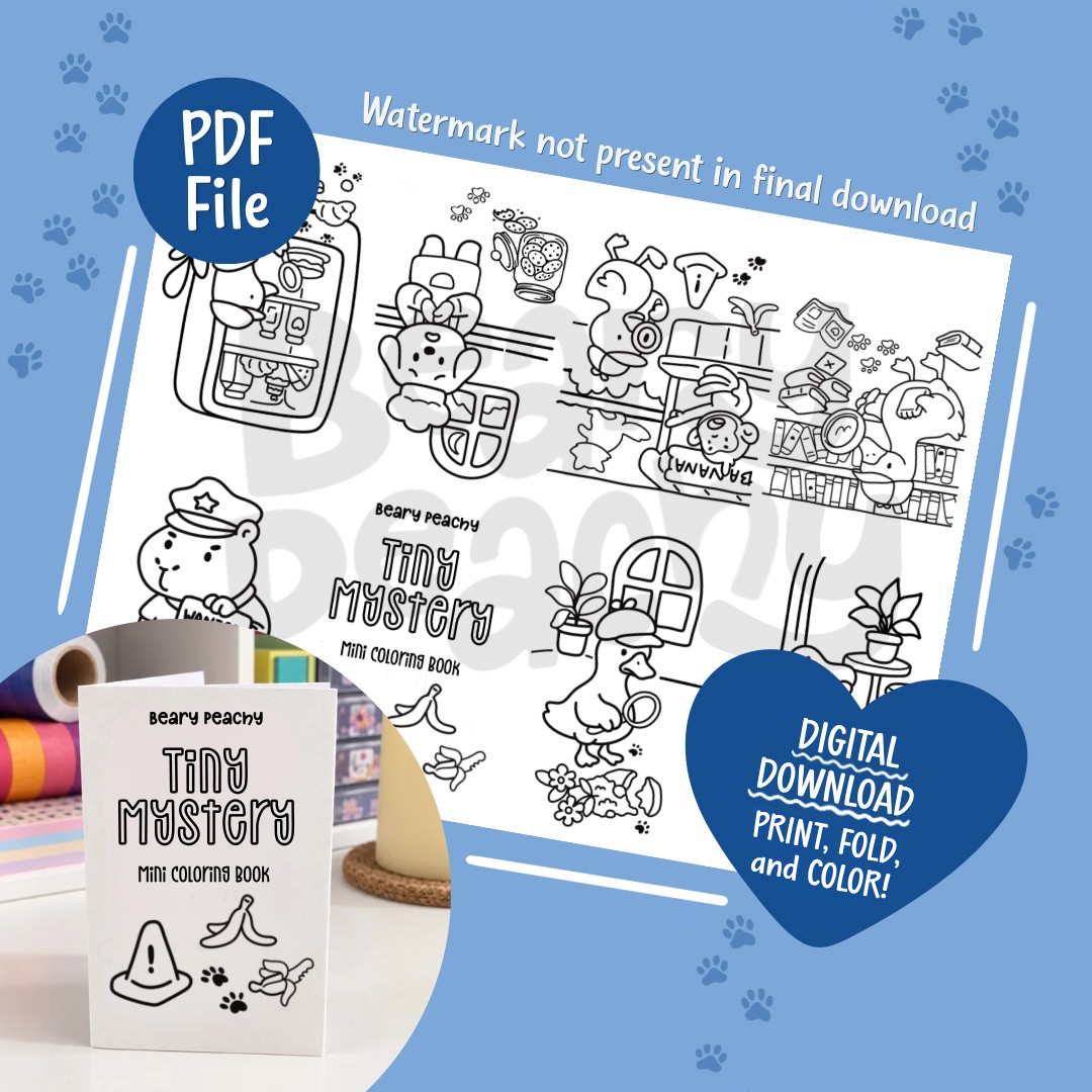 Tiny Mystery Mini Coloring Book (Printable PDF)