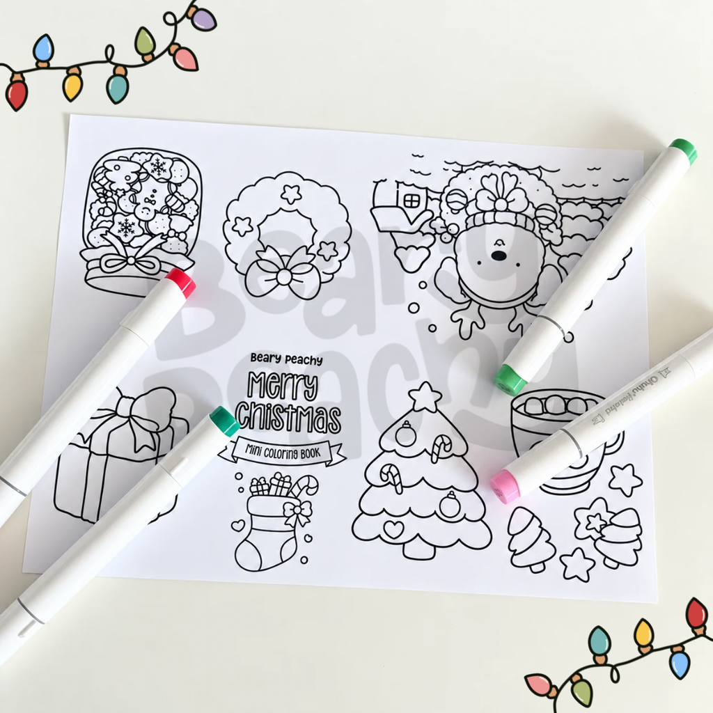 Merry Christmas Mini Coloring Book (Printable PDF)