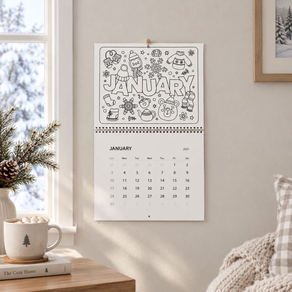 2027 Coloring Wall Calendar (January–December)
