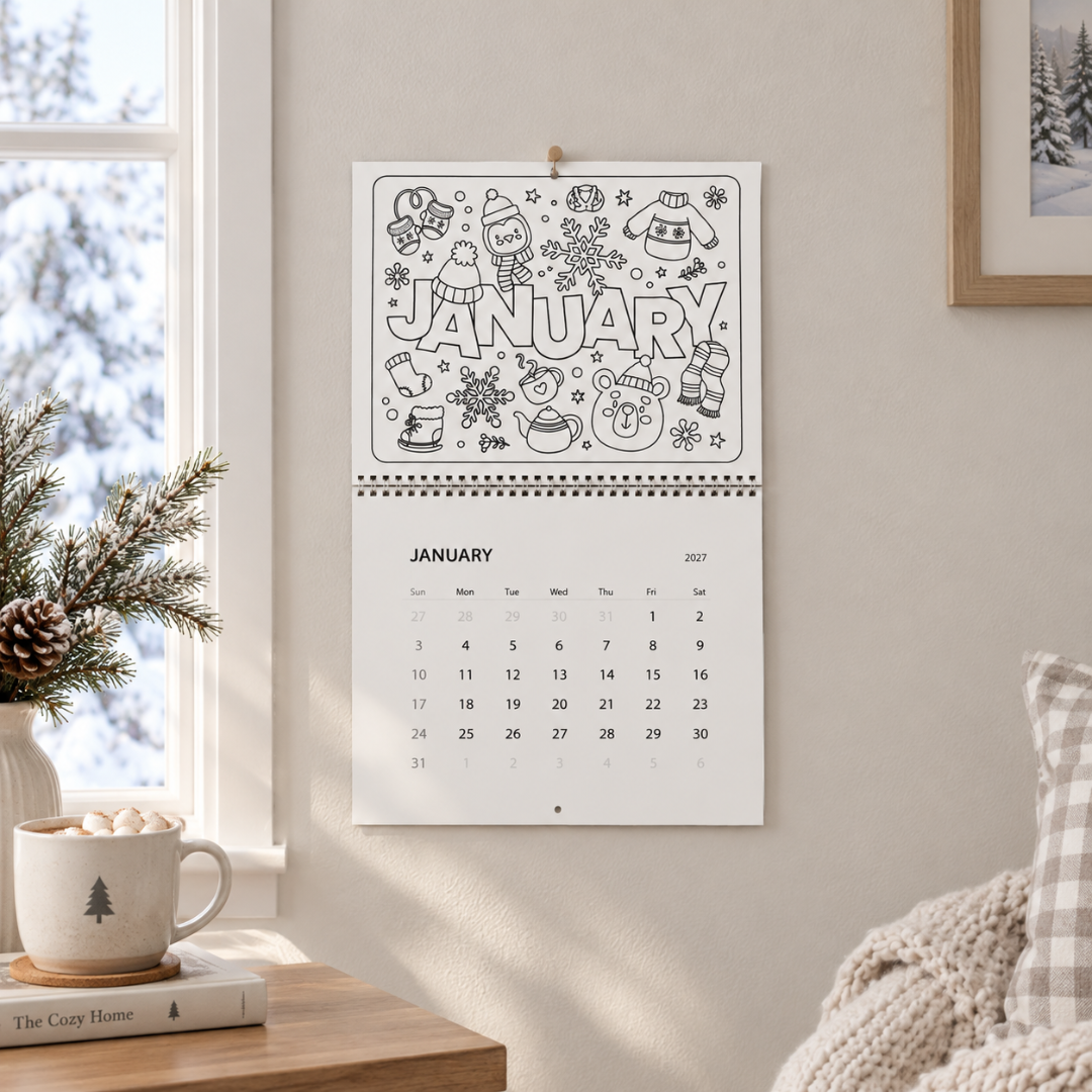 2027 Coloring Wall Calendar (January–December)