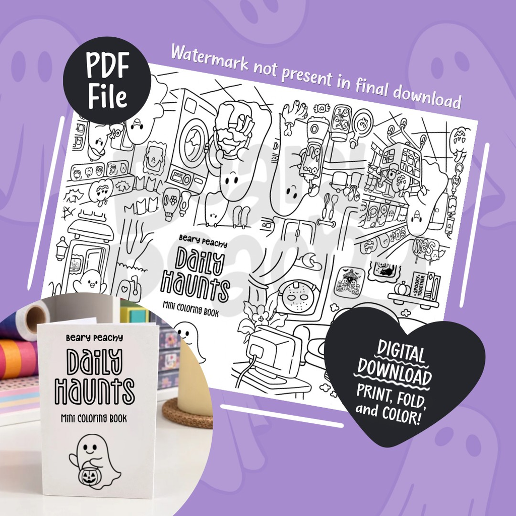 Daily Haunts Mini Coloring Book (Printable PDF)