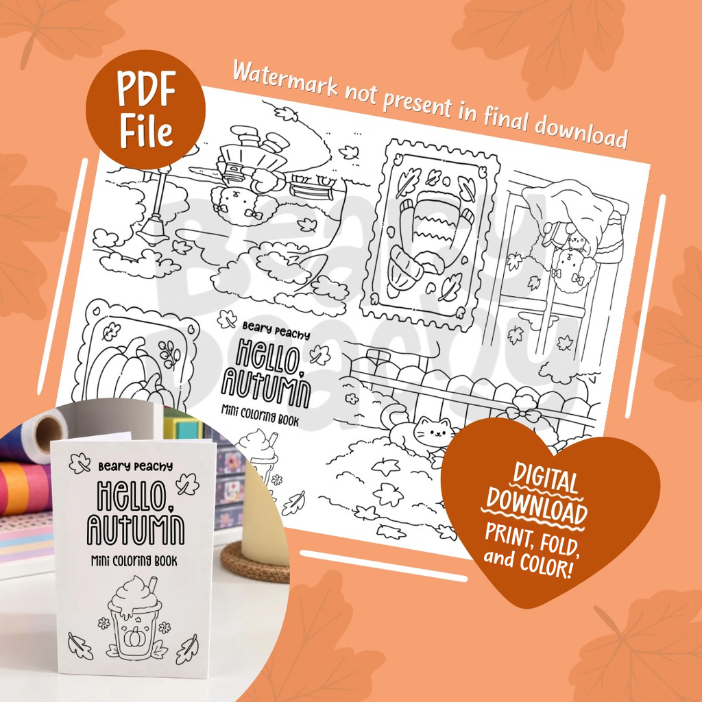 Hello, Autumn Mini Coloring Book (Printable PDF)