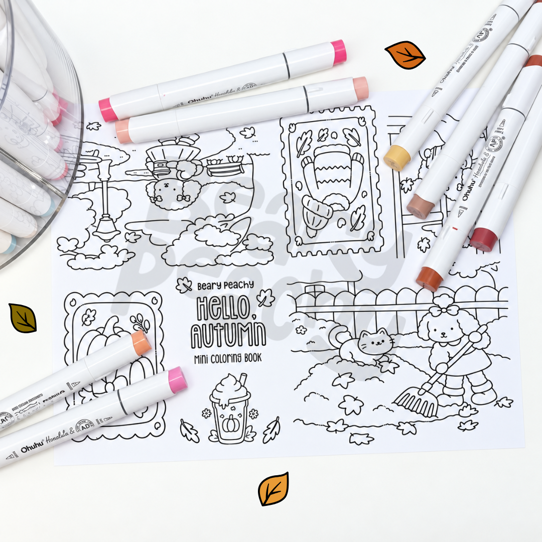 Hello, Autumn Mini Coloring Book (Printable PDF)